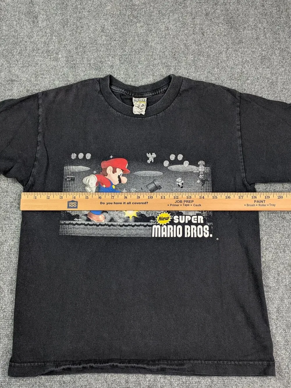 VTG Super Mario Bros Shirt Youth Large Black Alstyle Graphic Tee Nintendo